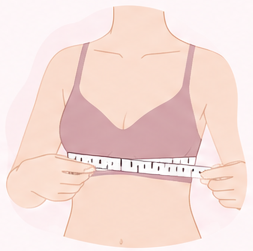 Hold the measuring tape level and snug directly below your bust.